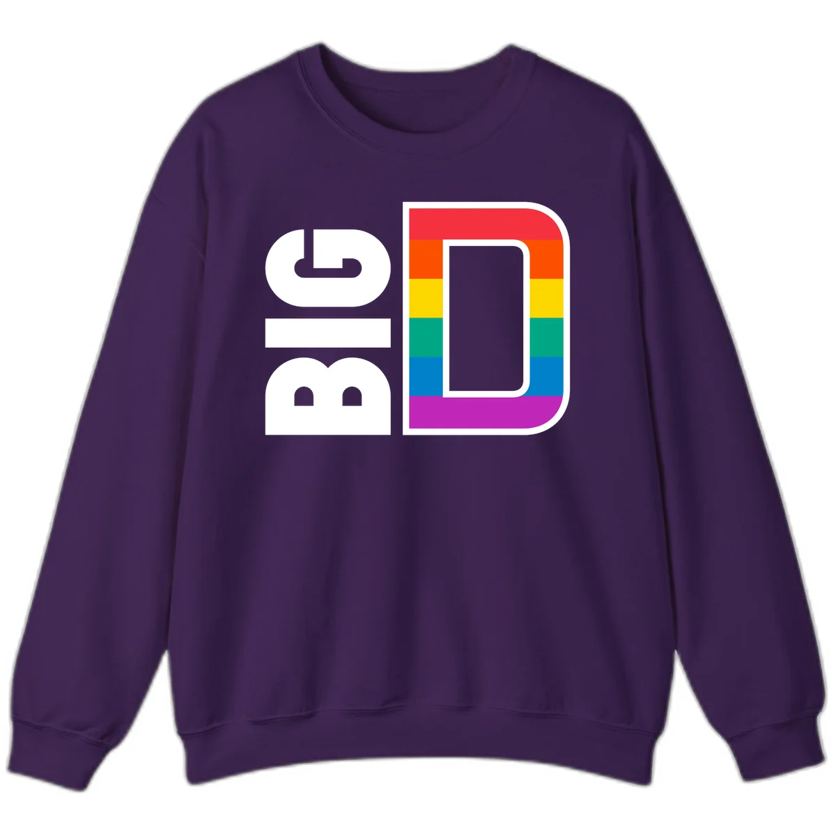 Rainbow pride flag design with rounded rectangle frame featuring red, orange, yellow, green, teal, blue, and purple stripes in Purple