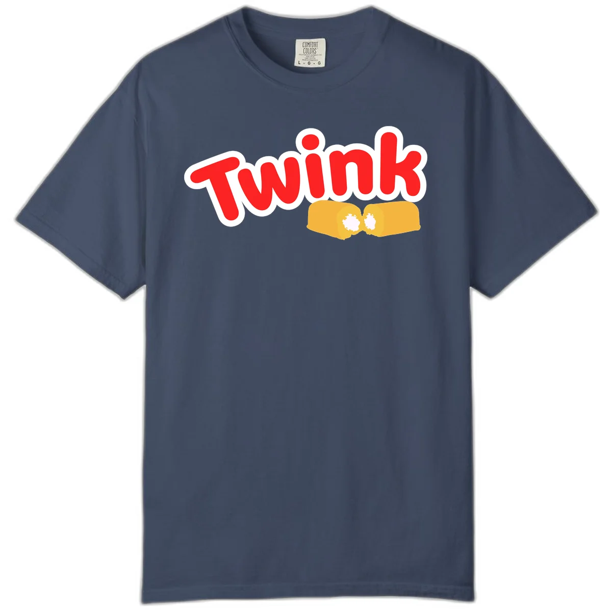 Red 'TWINK' text with white outline above two gold fists bumping together in celebration in Midnight