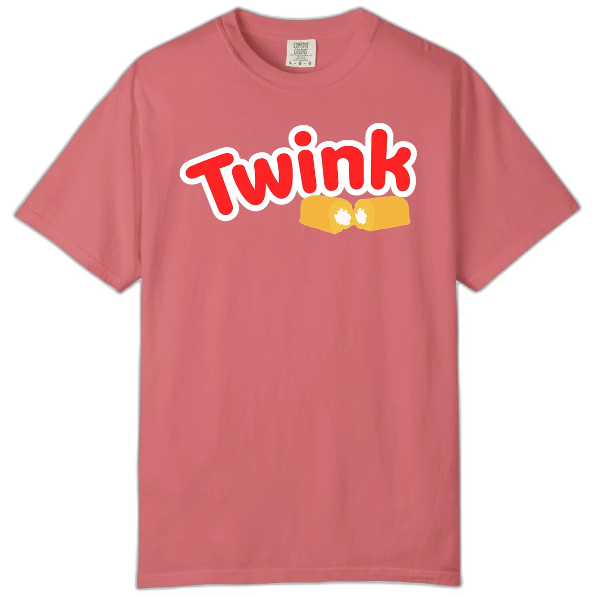 Red 'TWINK' text with white outline above two gold fists bumping together in celebration in Watermelon