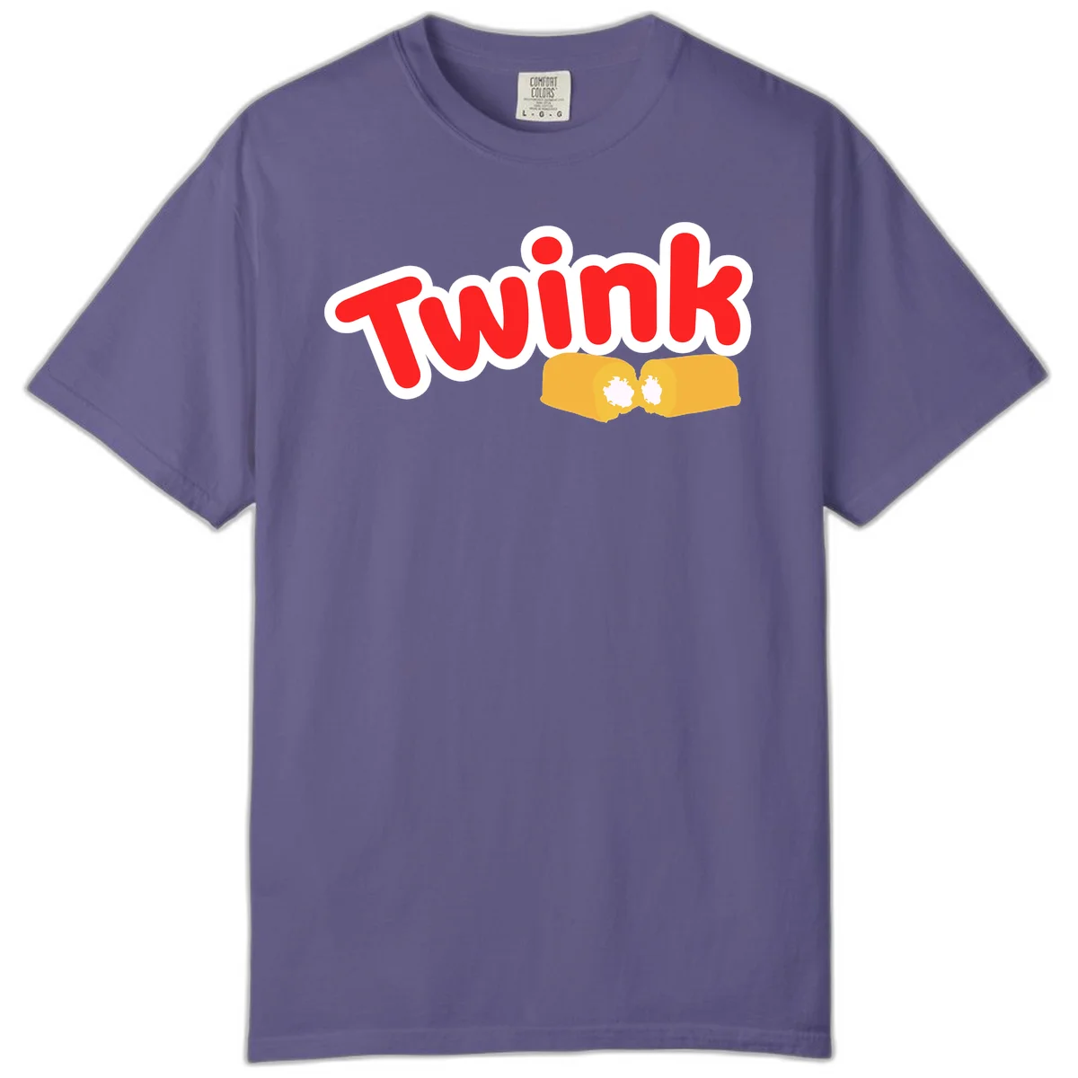 Red 'TWINK' text with white outline above two gold fists bumping together in celebration in Grape