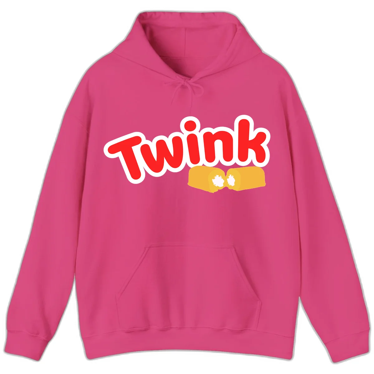 Red 'TWINK' text with white outline above two gold fists bumping together in celebration in Heliconia