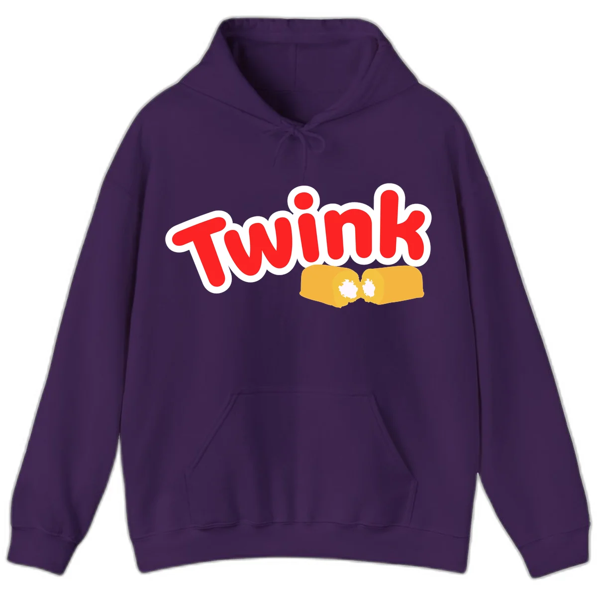 Red 'TWINK' text with white outline above two gold fists bumping together in celebration in Purple