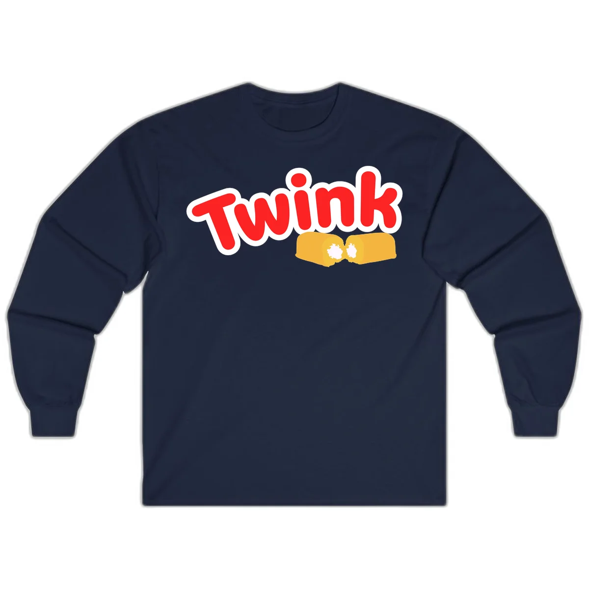 Red 'TWINK' text with white outline above two gold fists bumping together in celebration in Navy
