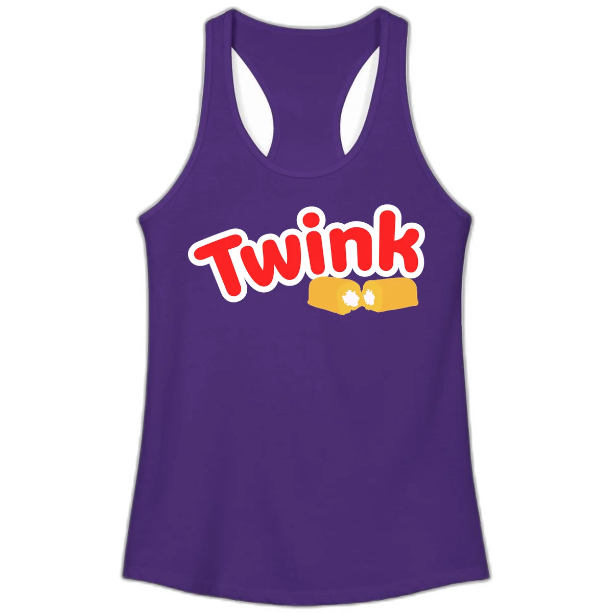 Red 'TWINK' text with white outline above two gold fists bumping together in celebration in Solid Purple Rush