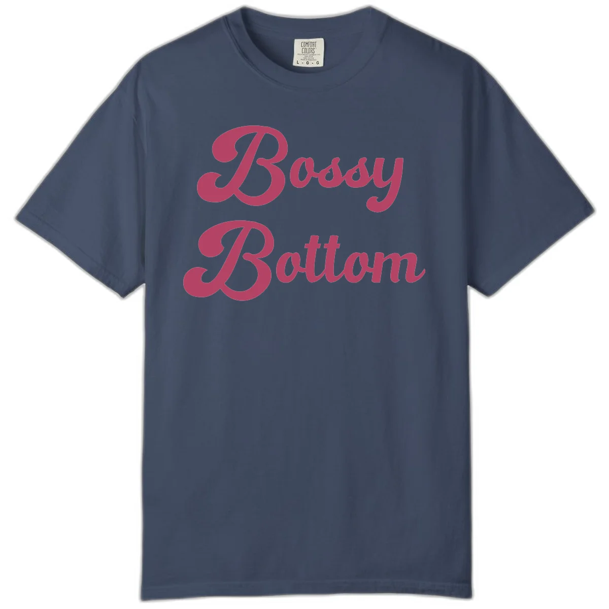 Body rhythm pride design with pink flowing lettering on gray background in Midnight