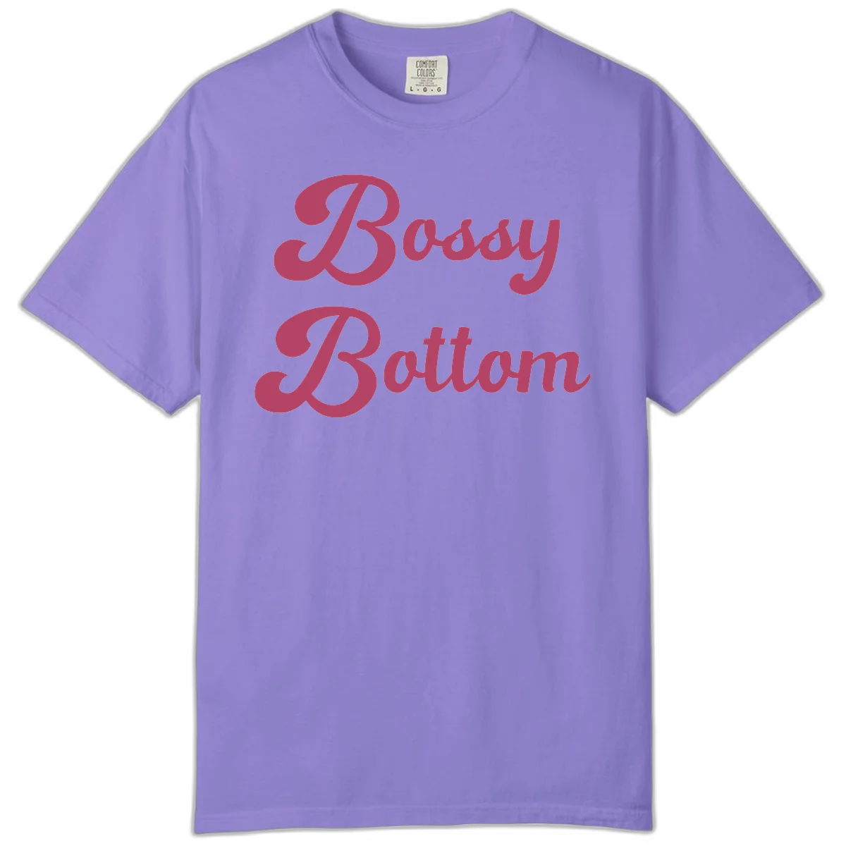 Body rhythm pride design with pink flowing lettering on gray background in Violet