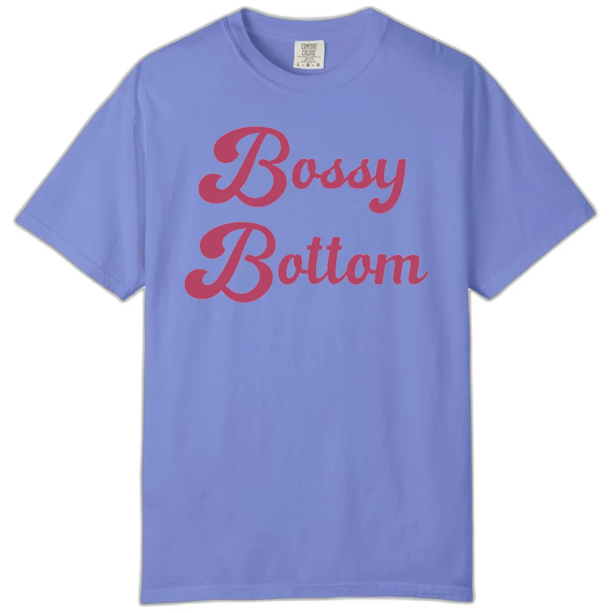 Body rhythm pride design with pink flowing lettering on gray background in Flo Blue