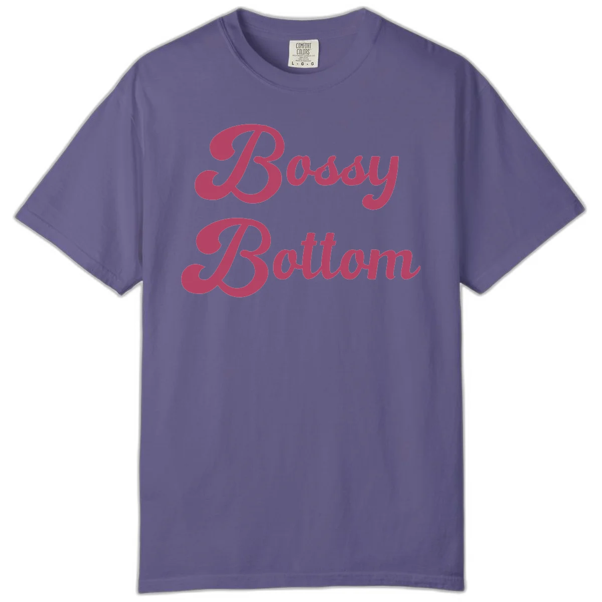 Body rhythm pride design with pink flowing lettering on gray background in Grape