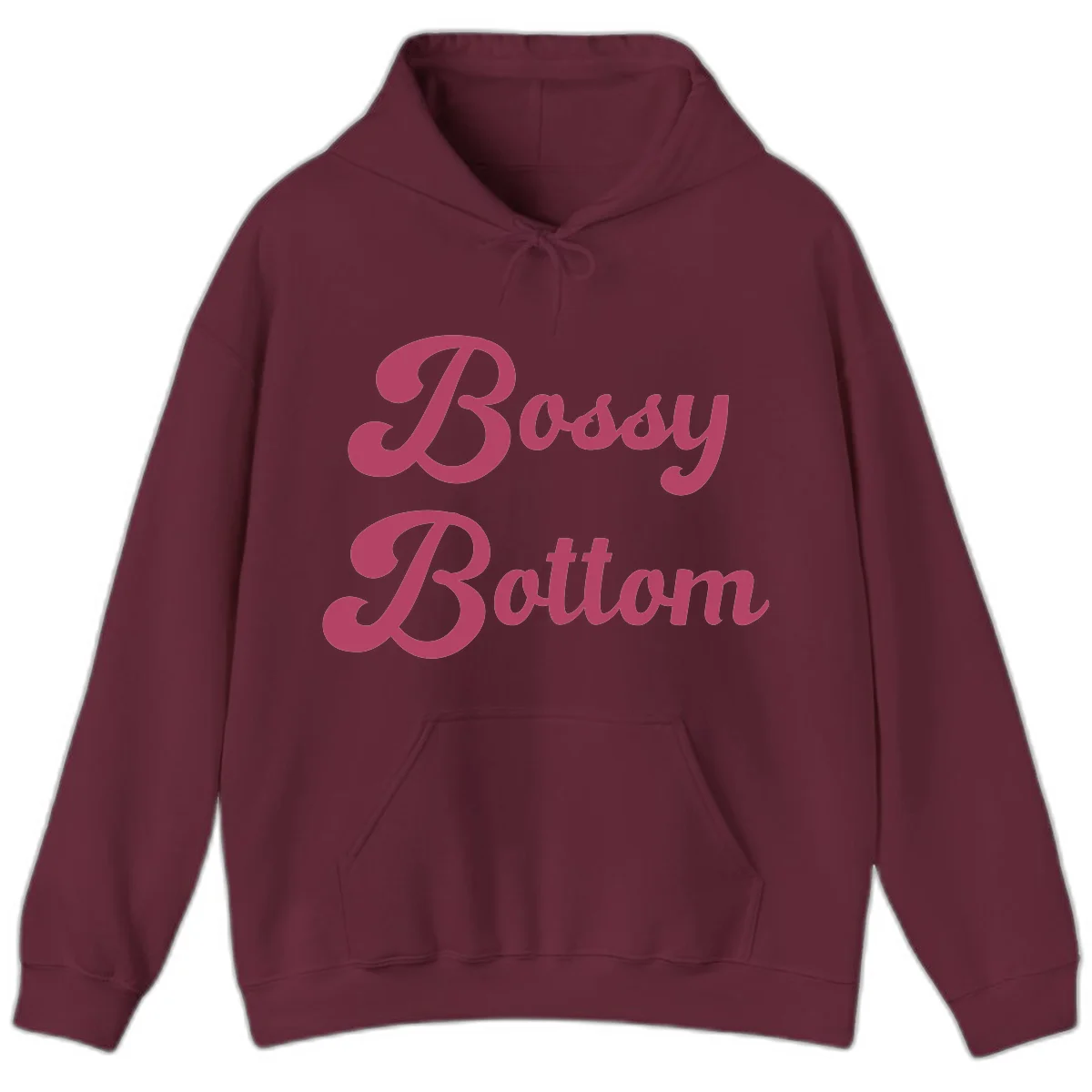 Body rhythm pride design with pink flowing lettering on gray background in Maroon