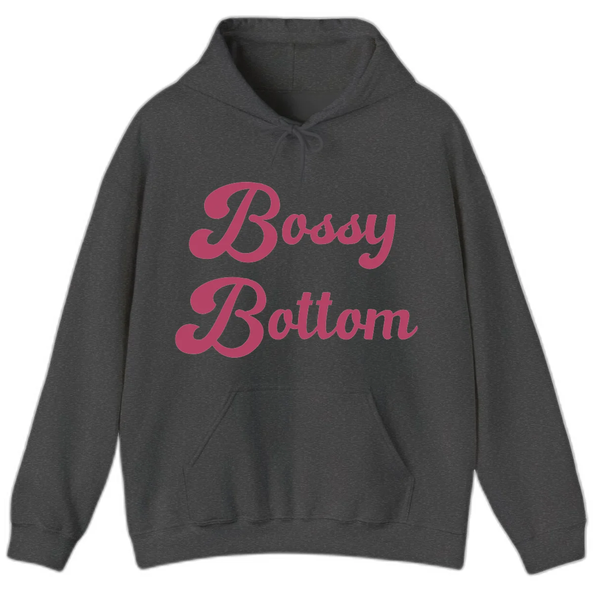 Body rhythm pride design with pink flowing lettering on gray background in Dark Heather