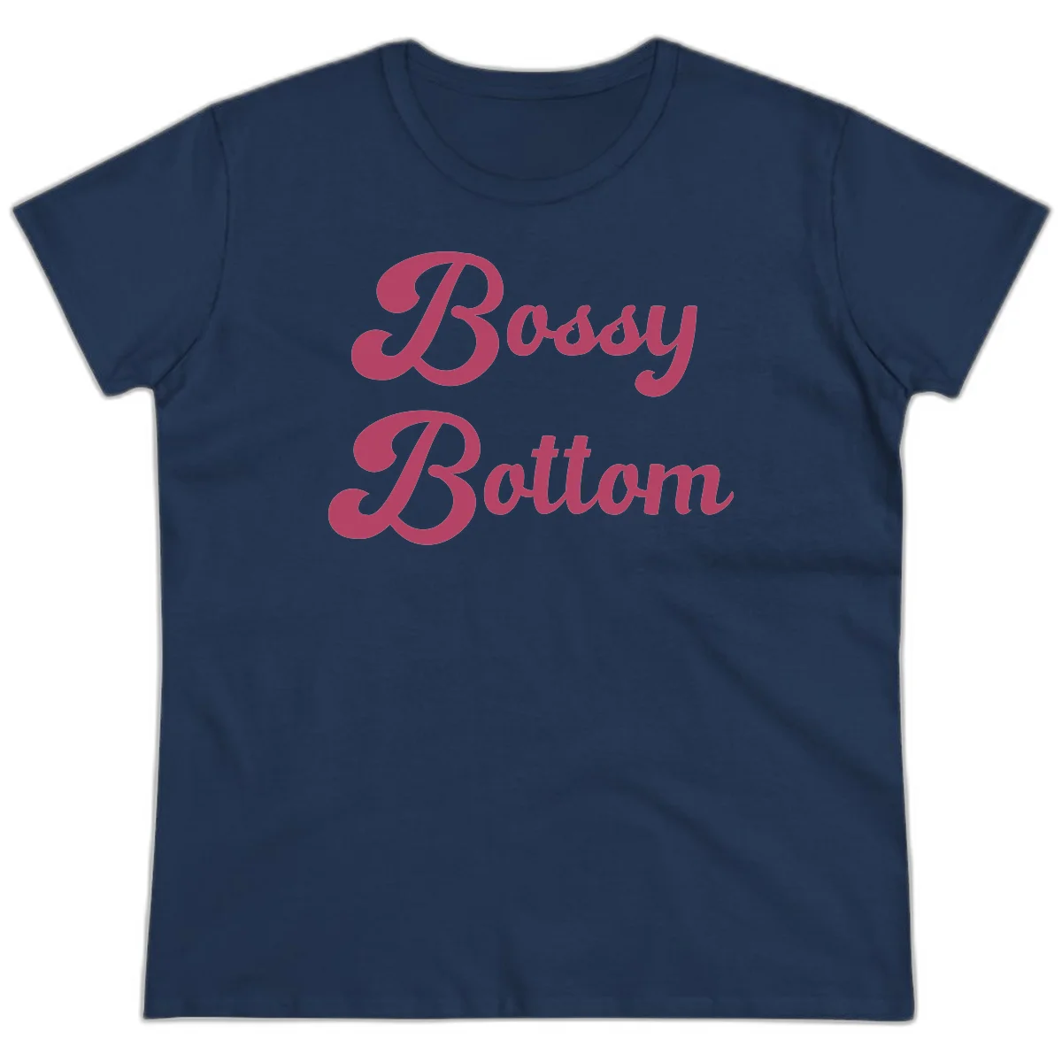 Body rhythm pride design with pink flowing lettering on gray background in Navy