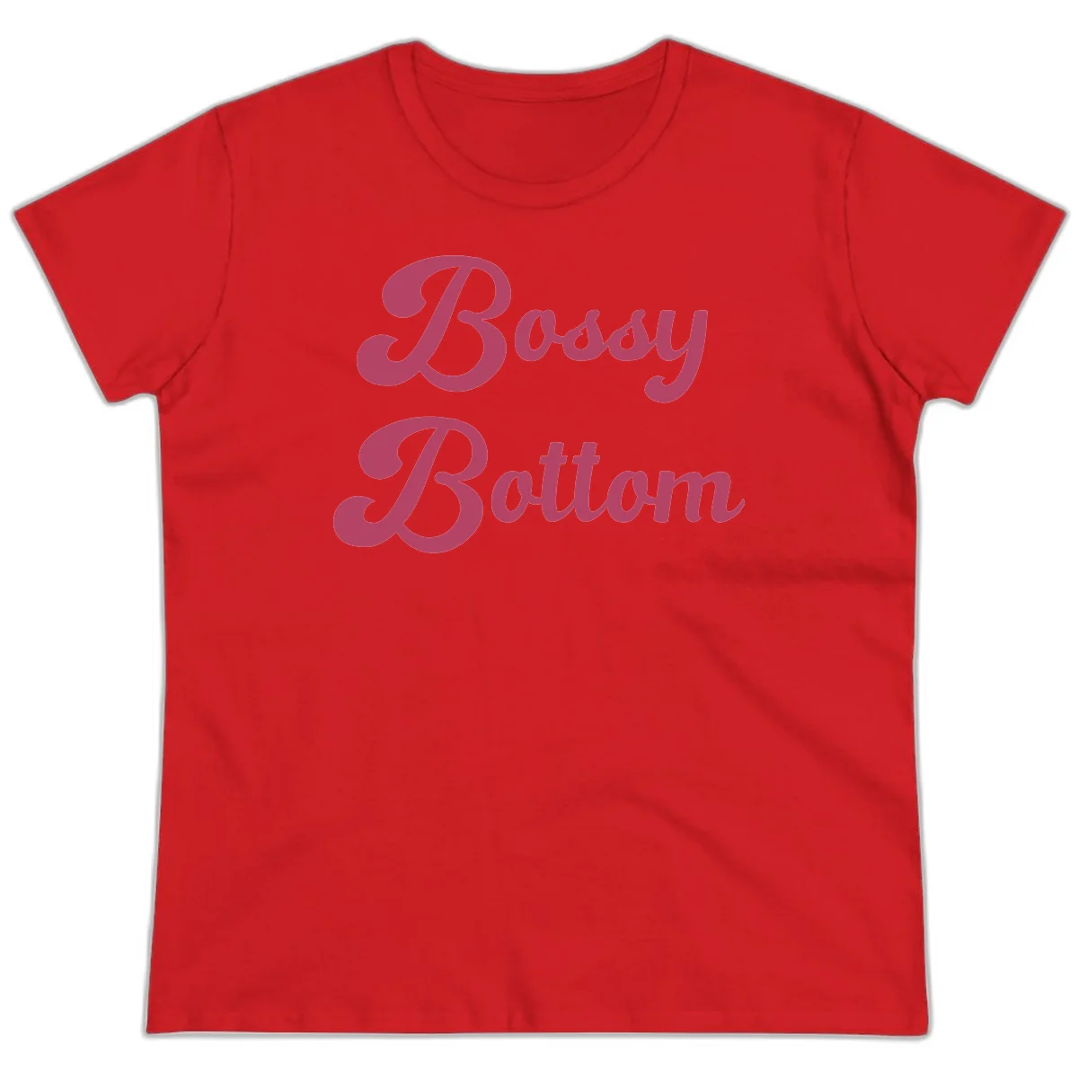 Body rhythm pride design with pink flowing lettering on gray background in Red