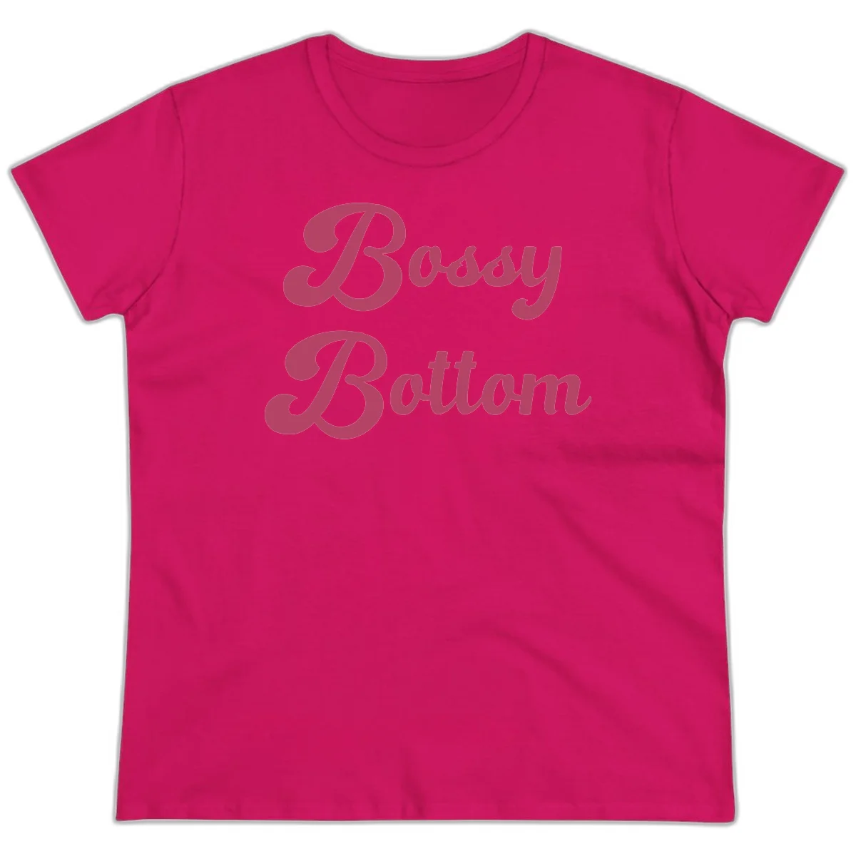 Body rhythm pride design with pink flowing lettering on gray background in Heliconia