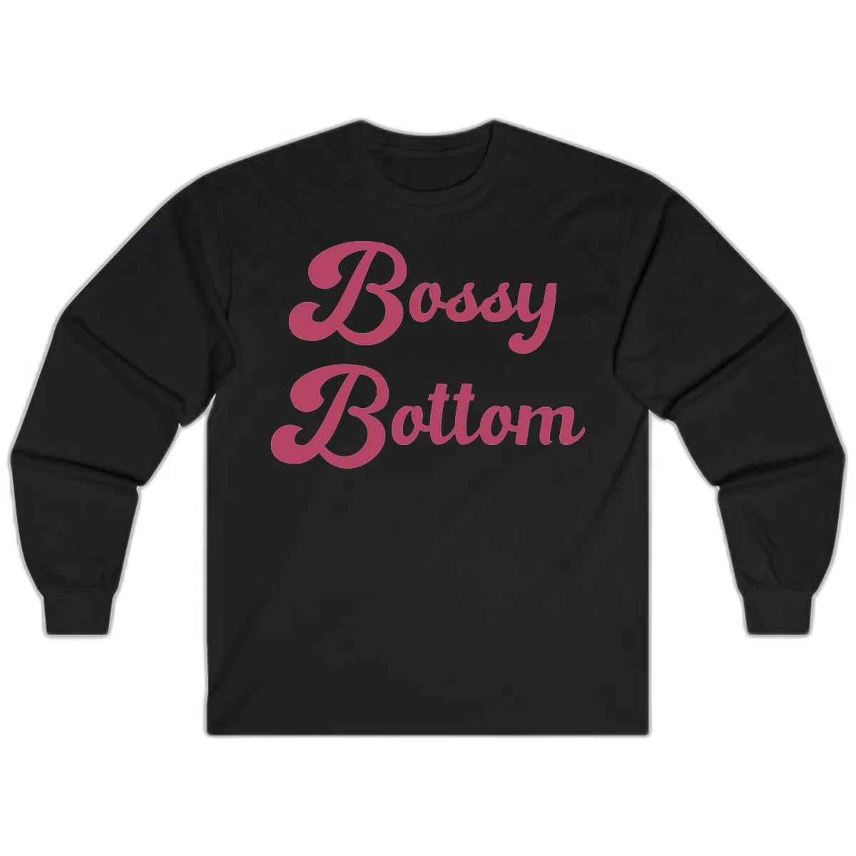 Body rhythm pride design with pink flowing lettering on gray background in Black