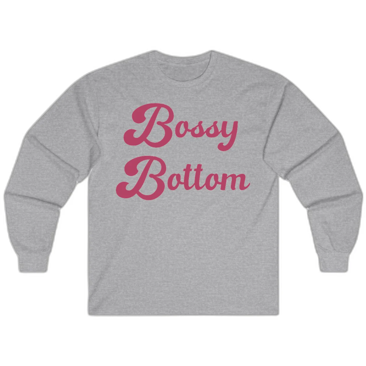 Body rhythm pride design with pink flowing lettering on gray background in Sport Grey