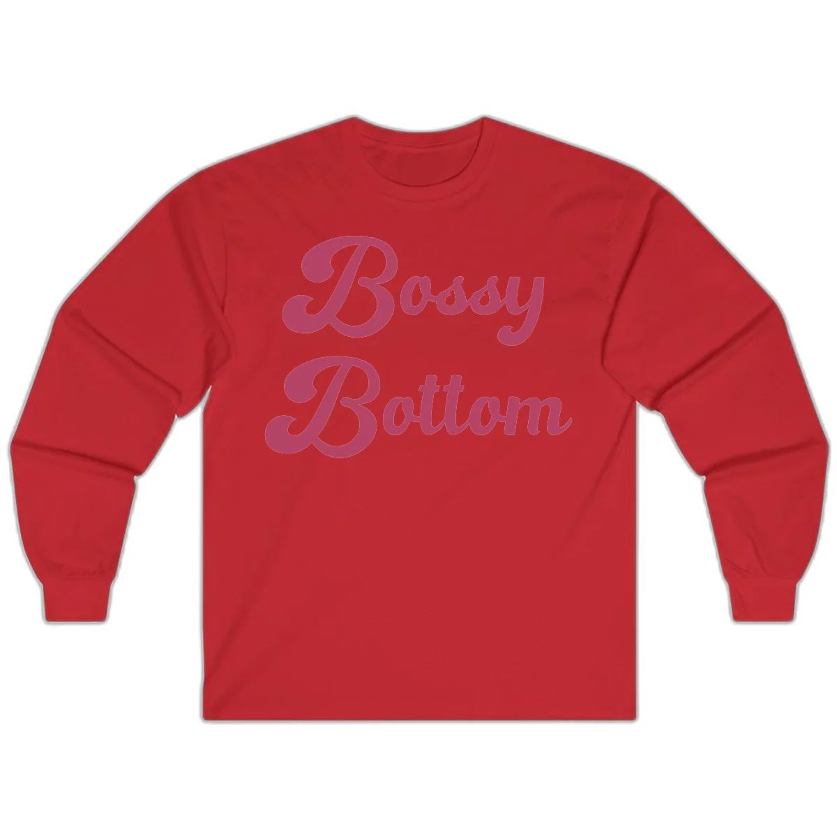 Body rhythm pride design with pink flowing lettering on gray background in Red