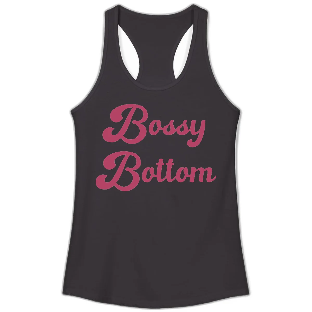 Body rhythm pride design with pink flowing lettering on gray background in Black