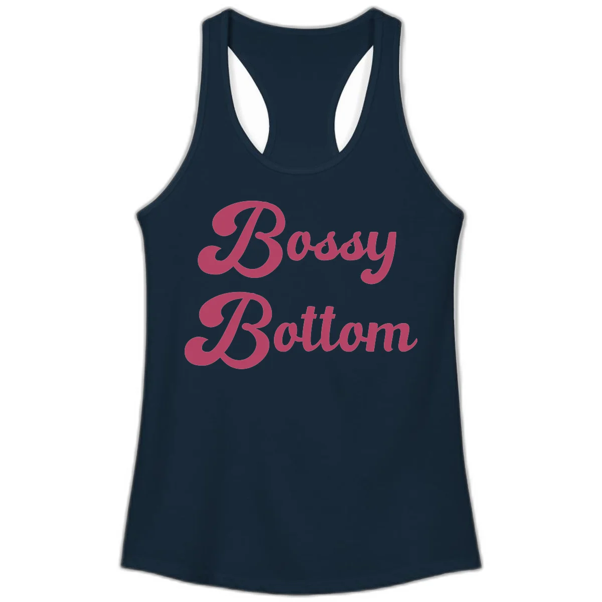 Body rhythm pride design with pink flowing lettering on gray background in Solid Midnight Navy