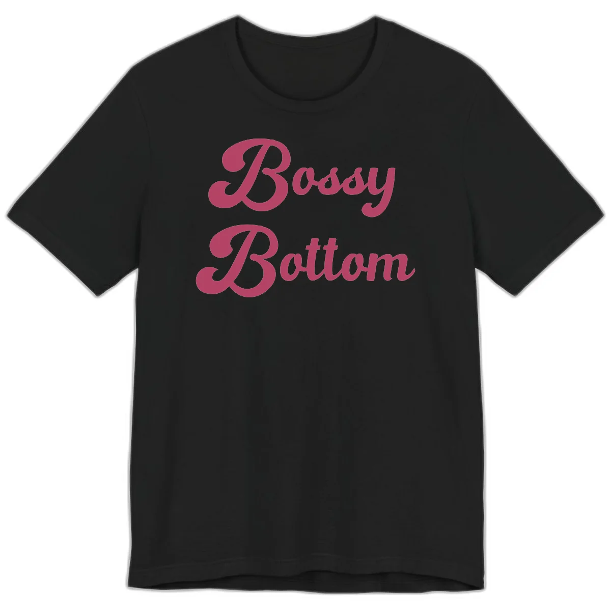 Body rhythm pride design with pink flowing lettering on gray background in Black