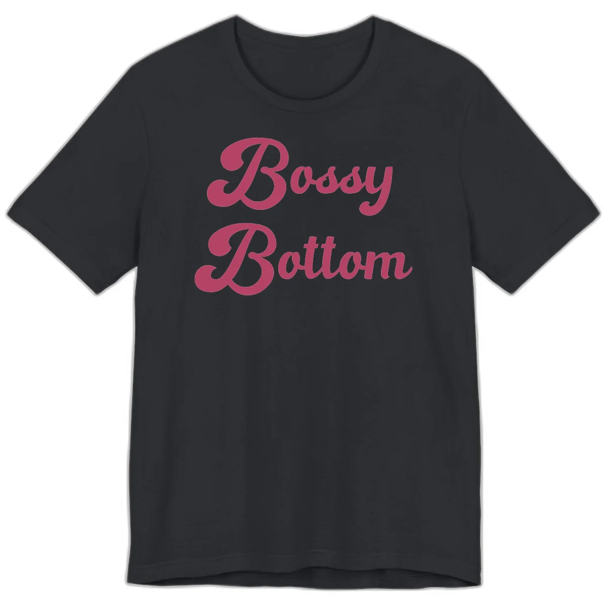 Body rhythm pride design with pink flowing lettering on gray background in Vintage Black