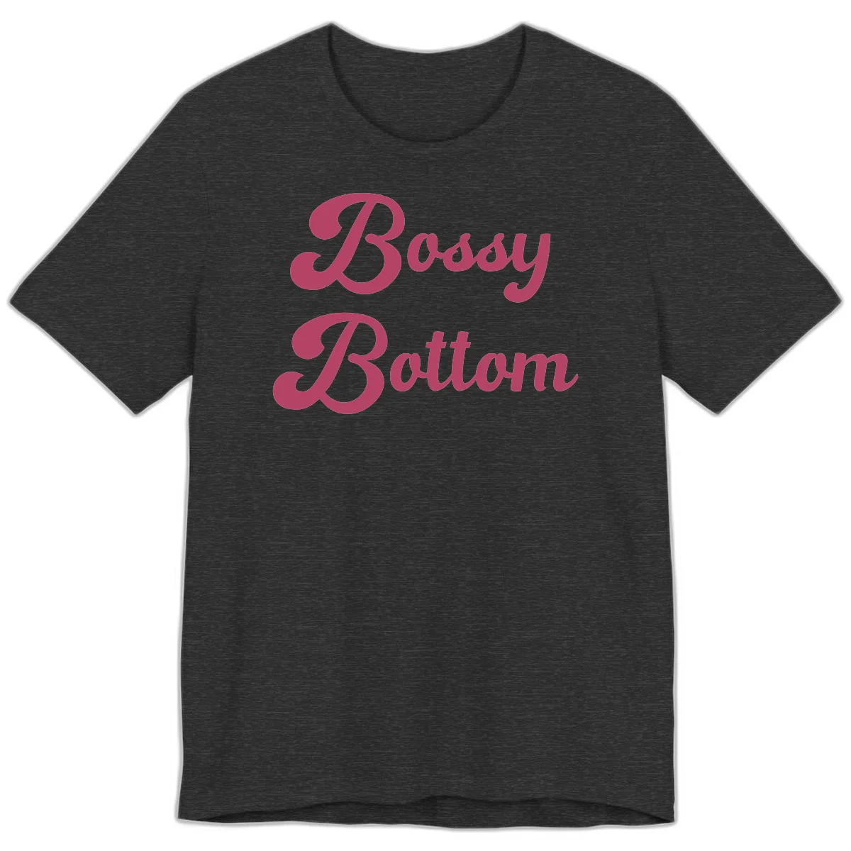 Body rhythm pride design with pink flowing lettering on gray background in Dark Grey Heather