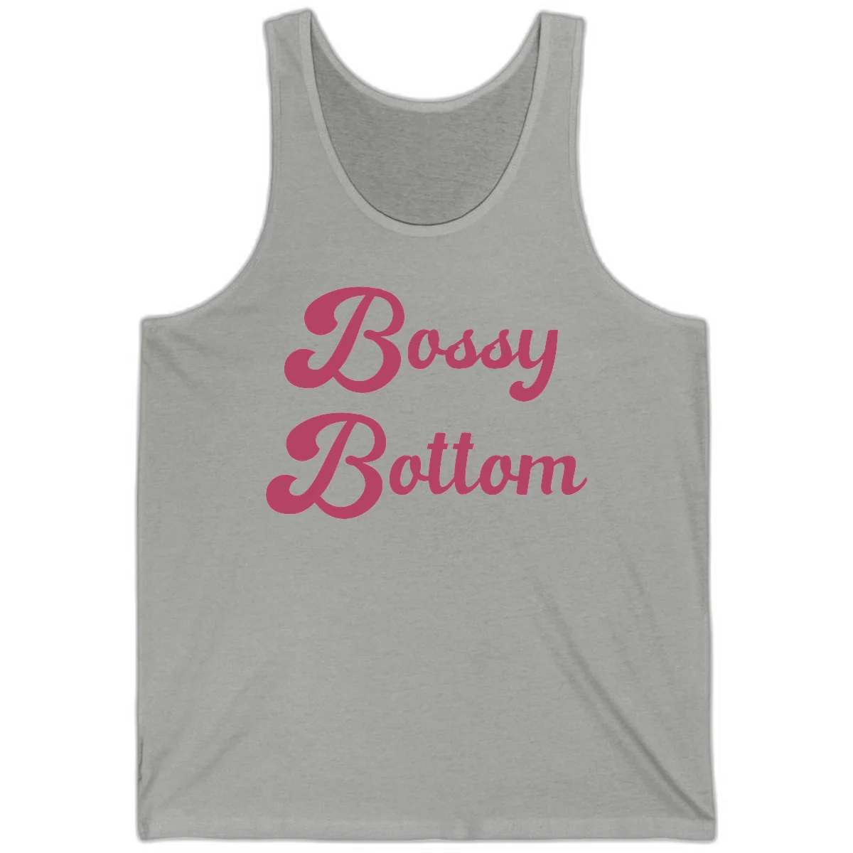 Body rhythm pride design with pink flowing lettering on gray background in Athletic Heather