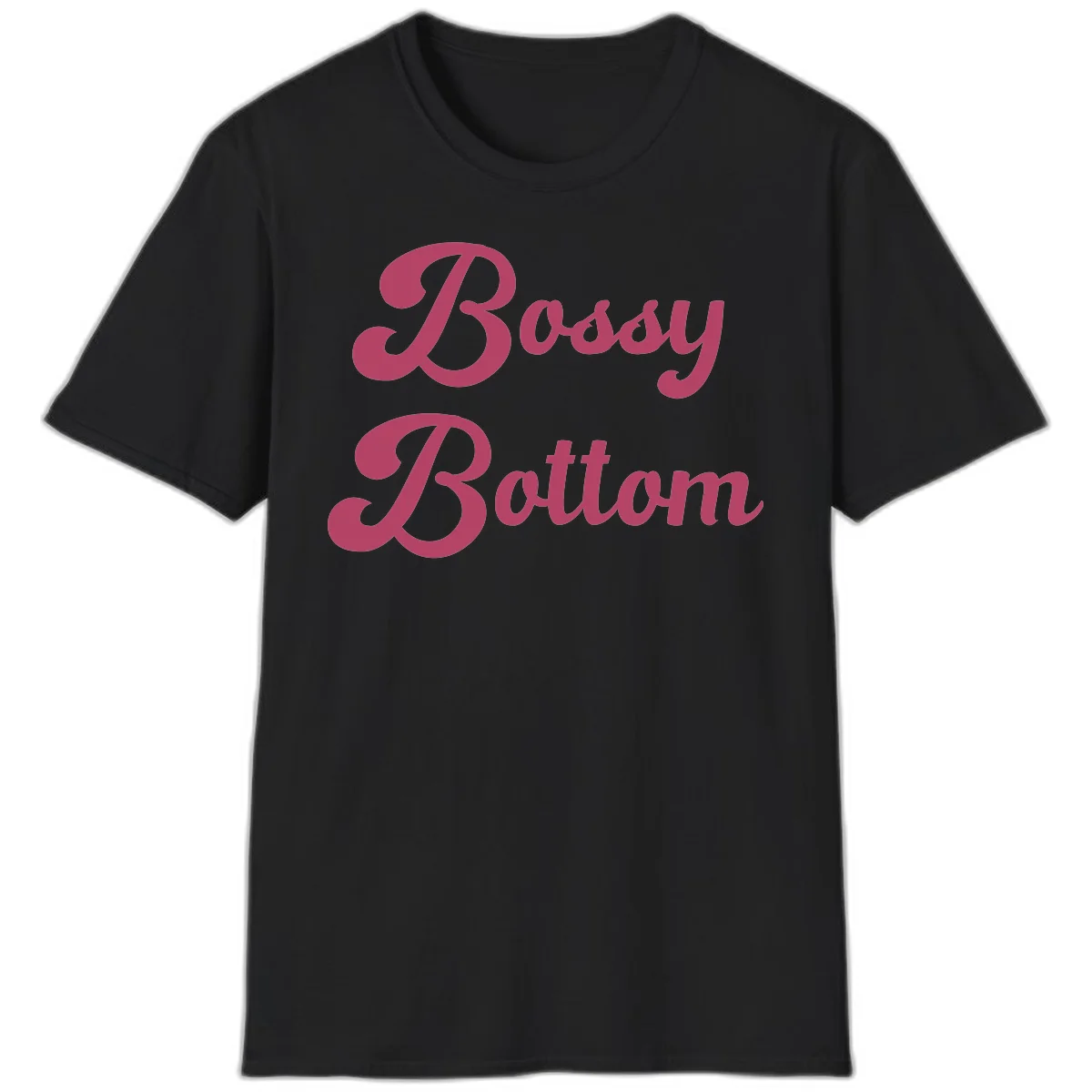 Body rhythm pride design with pink flowing lettering on gray background in Black