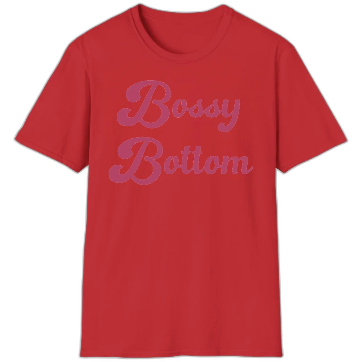 Body rhythm pride design with pink flowing lettering on gray background in Red