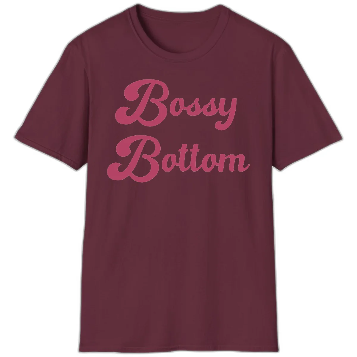 Body rhythm pride design with pink flowing lettering on gray background in Maroon