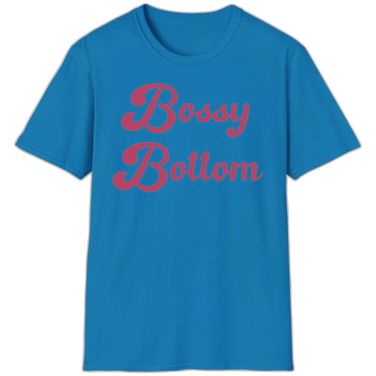 Body rhythm pride design with pink flowing lettering on gray background in Sapphire