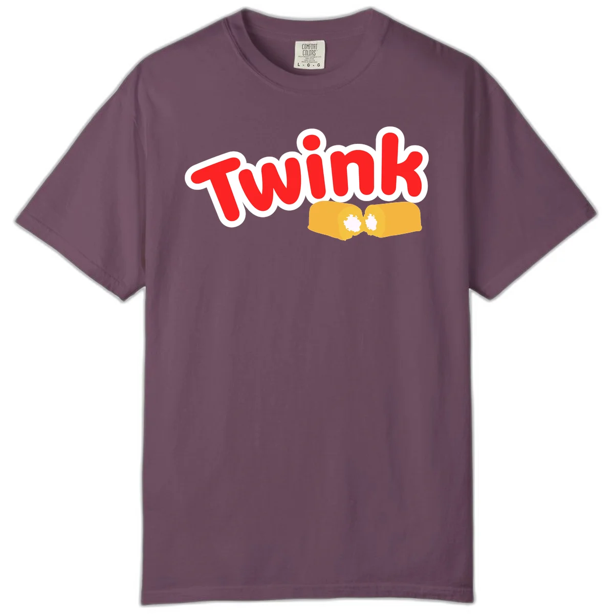 Red 'Twink' text with white outline above two yellow fists bumping together with white highlights, comic book style pride design in Berry