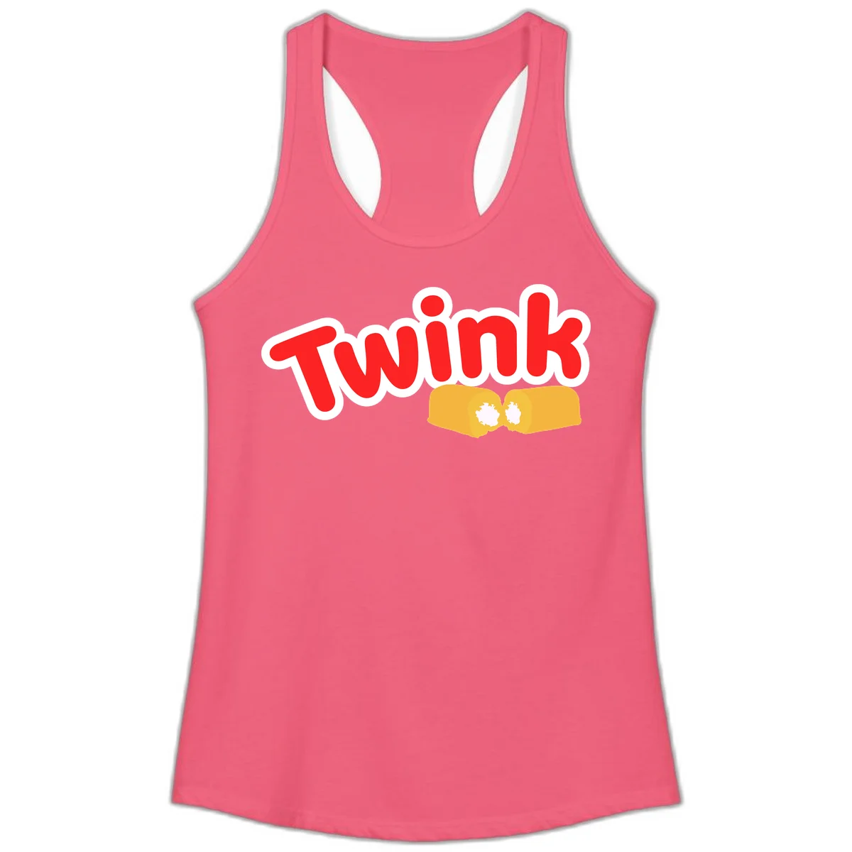 Red 'Twink' text with white outline above two yellow fists bumping together with white highlights, comic book style pride design in Hot Pink