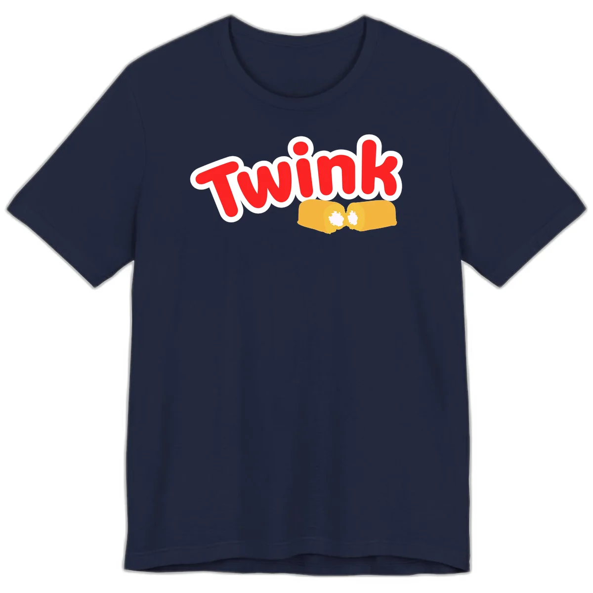 Red 'Twink' text with white outline above two yellow fists bumping together with white highlights, comic book style pride design in Navy