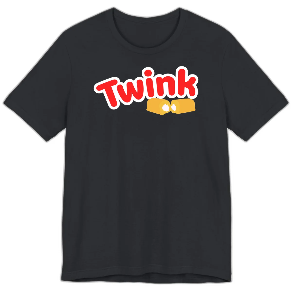 Red 'Twink' text with white outline above two yellow fists bumping together with white highlights, comic book style pride design in Vintage Black