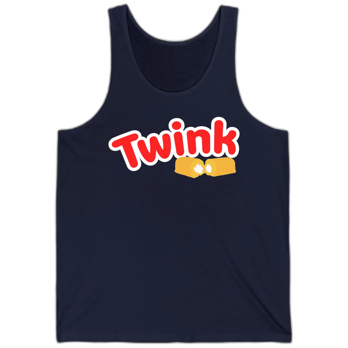 Red 'Twink' text with white outline above two yellow fists bumping together with white highlights, comic book style pride design in Navy