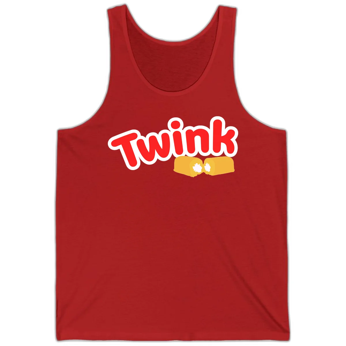 Red 'Twink' text with white outline above two yellow fists bumping together with white highlights, comic book style pride design in Red