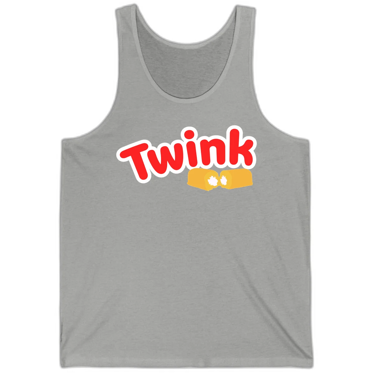 Red 'Twink' text with white outline above two yellow fists bumping together with white highlights, comic book style pride design in Athletic Heather