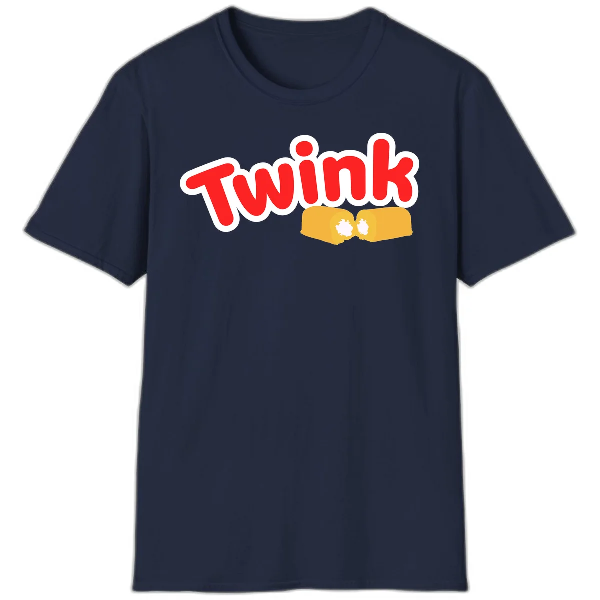 Red 'Twink' text with white outline above two yellow fists bumping together with white highlights, comic book style pride design in Navy