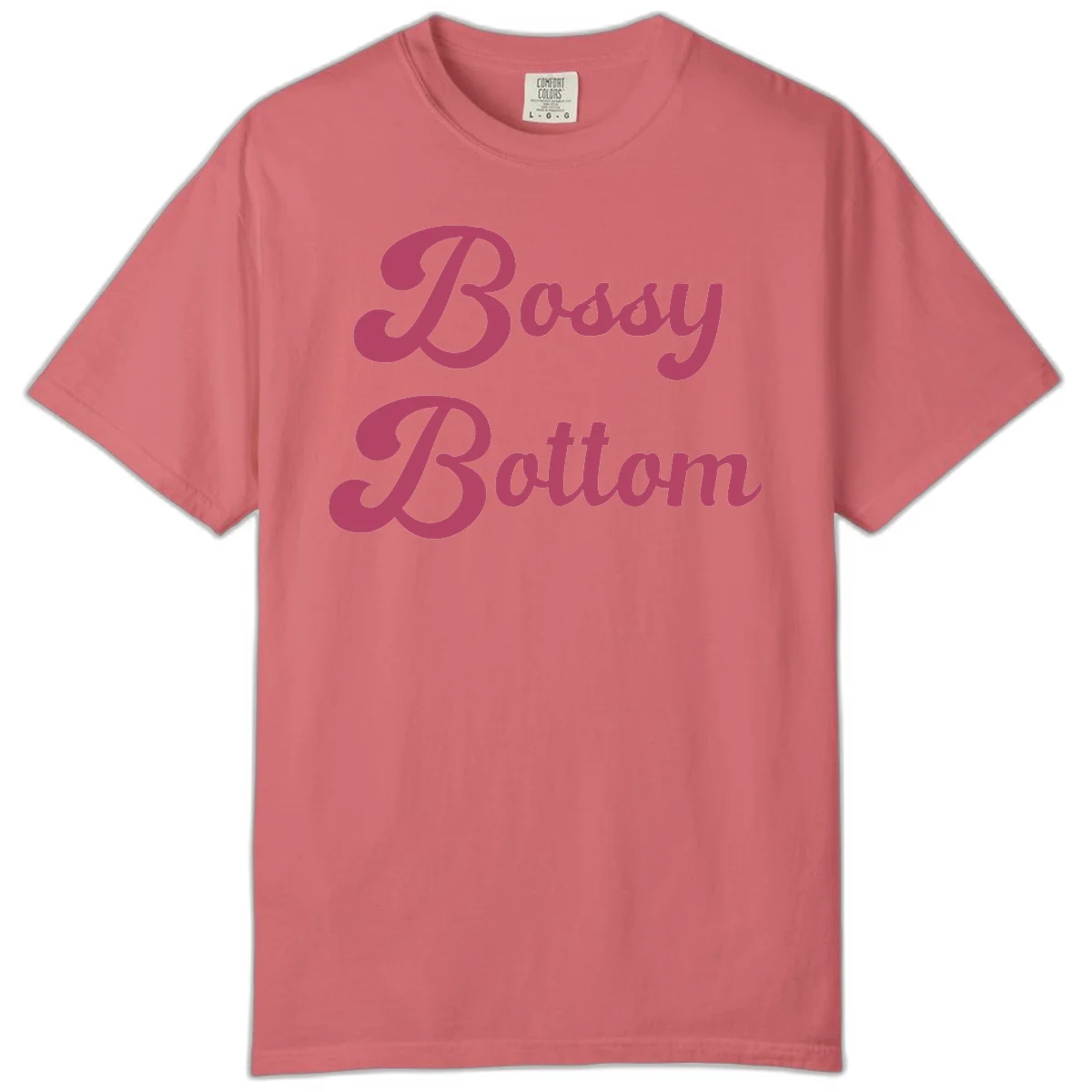 Body Rocking pride design in pink lettering with flowing, decorative typography on gray background in Watermelon