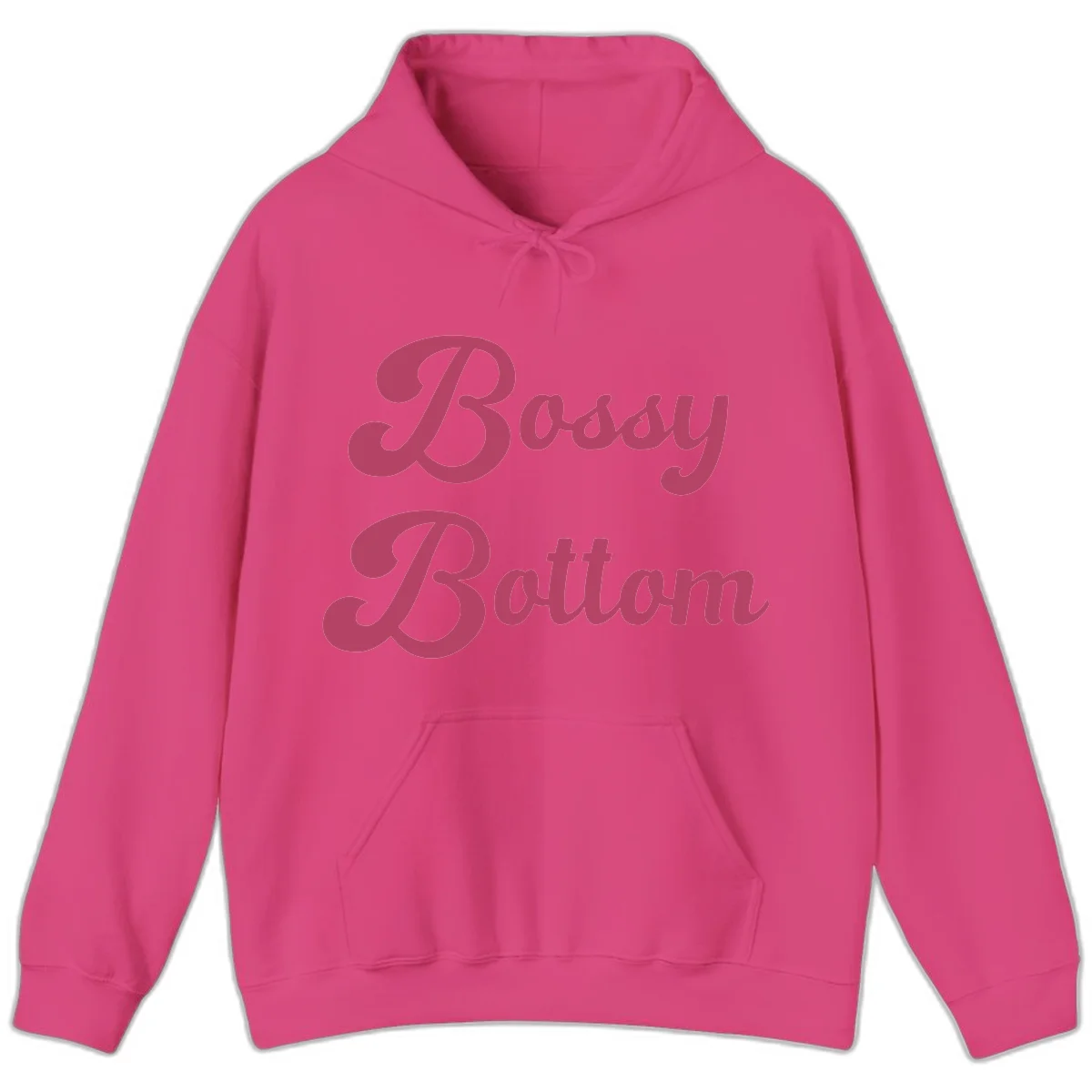 Body Rocking pride design in pink lettering with flowing, decorative typography on gray background in Heliconia