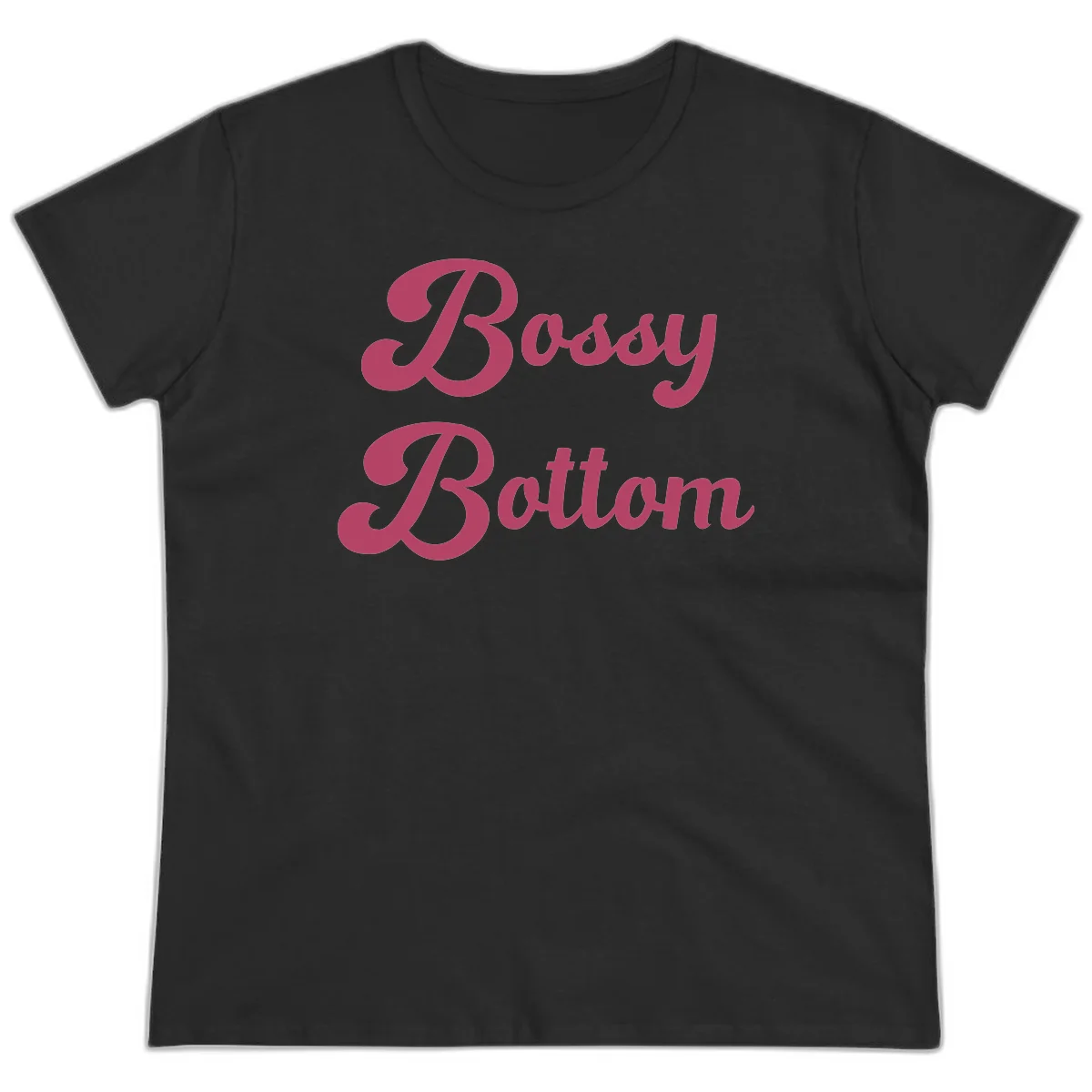 Body Rocking pride design in pink lettering with flowing, decorative typography on gray background in Black