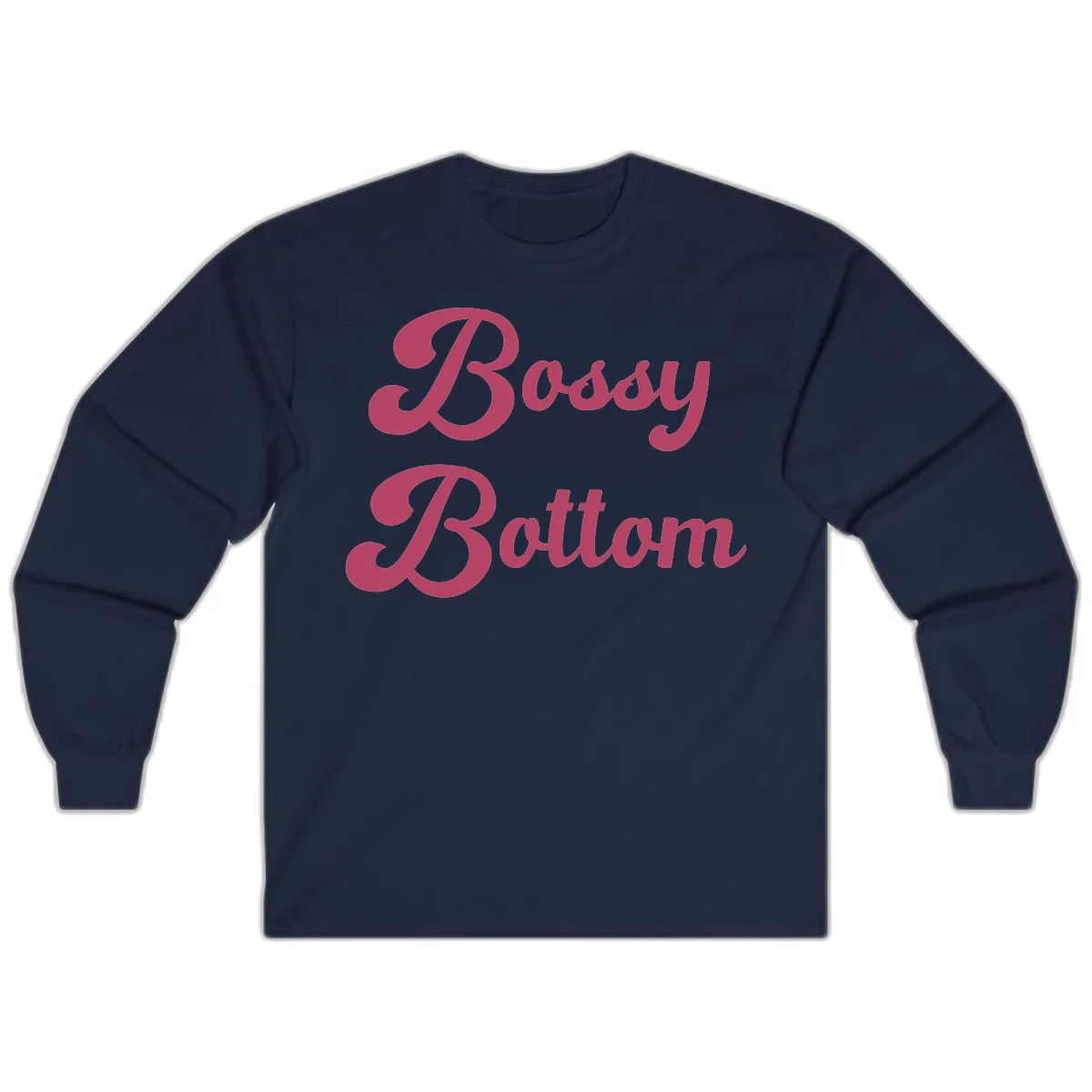 Body Rocking pride design in pink lettering with flowing, decorative typography on gray background in Navy