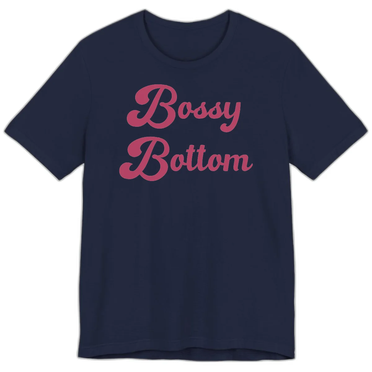 Body Rocking pride design in pink lettering with flowing, decorative typography on gray background in Navy