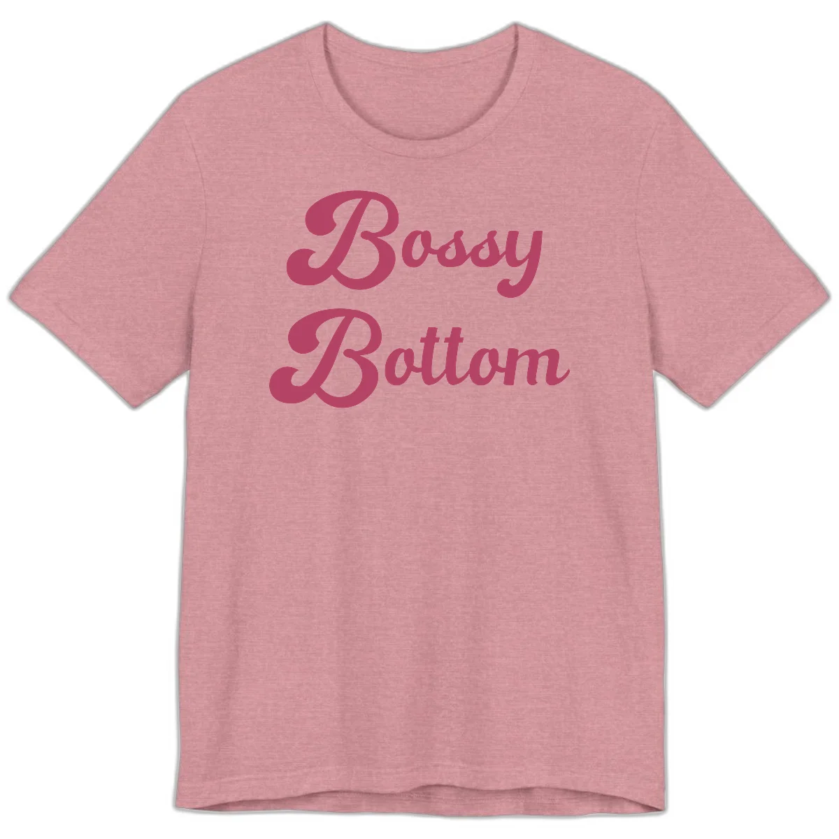 Body Rocking pride design in pink lettering with flowing, decorative typography on gray background in Heather Orchid