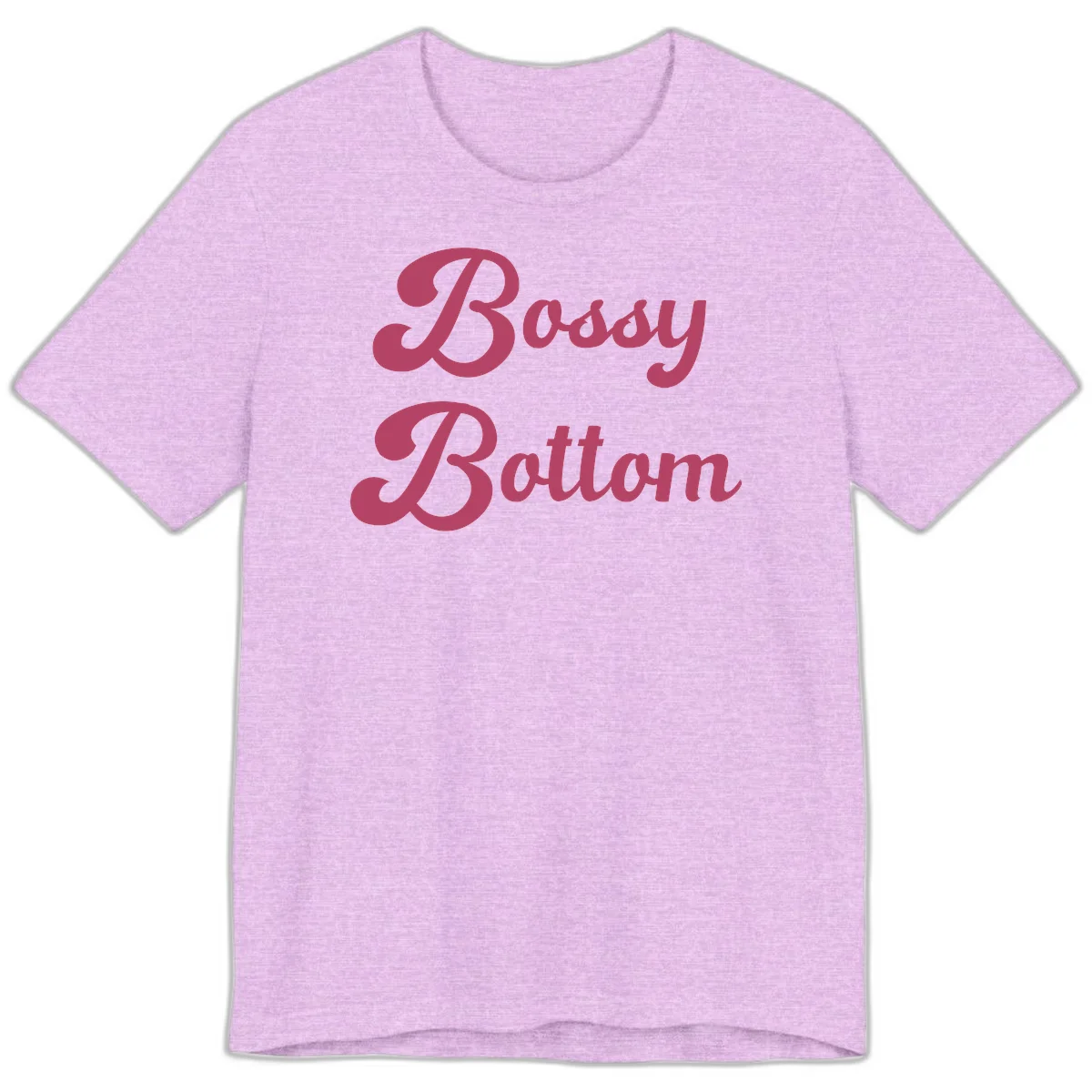 Body Rocking pride design in pink lettering with flowing, decorative typography on gray background in Heather Prism Lilac