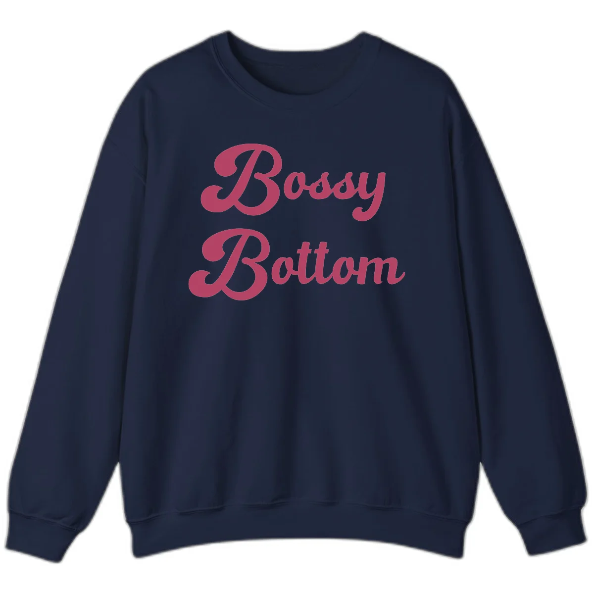 Body Rocking pride design in pink lettering with flowing, decorative typography on gray background in Navy