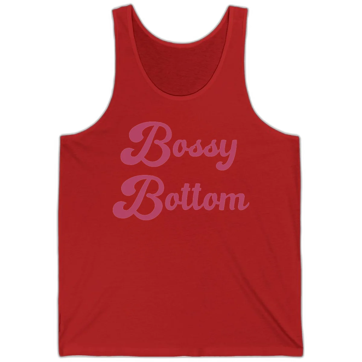 Body Rocking pride design in pink lettering with flowing, decorative typography on gray background in Red