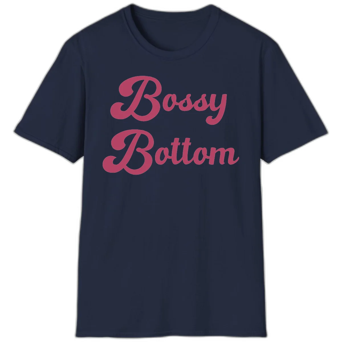 Body Rocking pride design in pink lettering with flowing, decorative typography on gray background in Navy