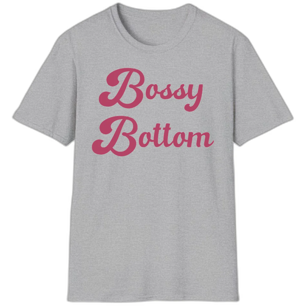 Body Rocking pride design in pink lettering with flowing, decorative typography on gray background in Sport Grey