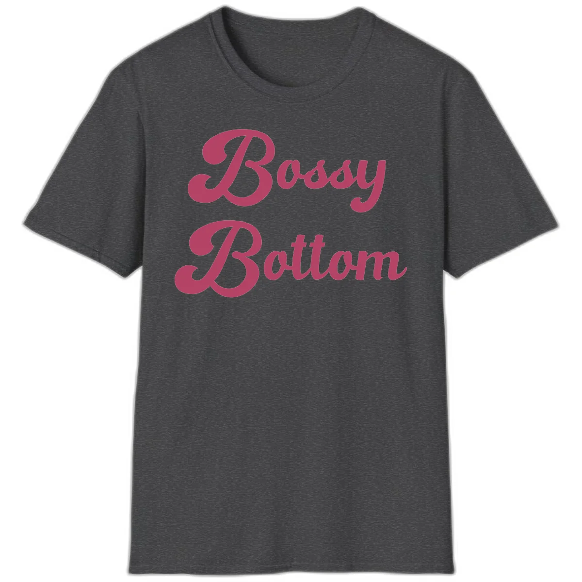 Body Rocking pride design in pink lettering with flowing, decorative typography on gray background in Dark Heather
